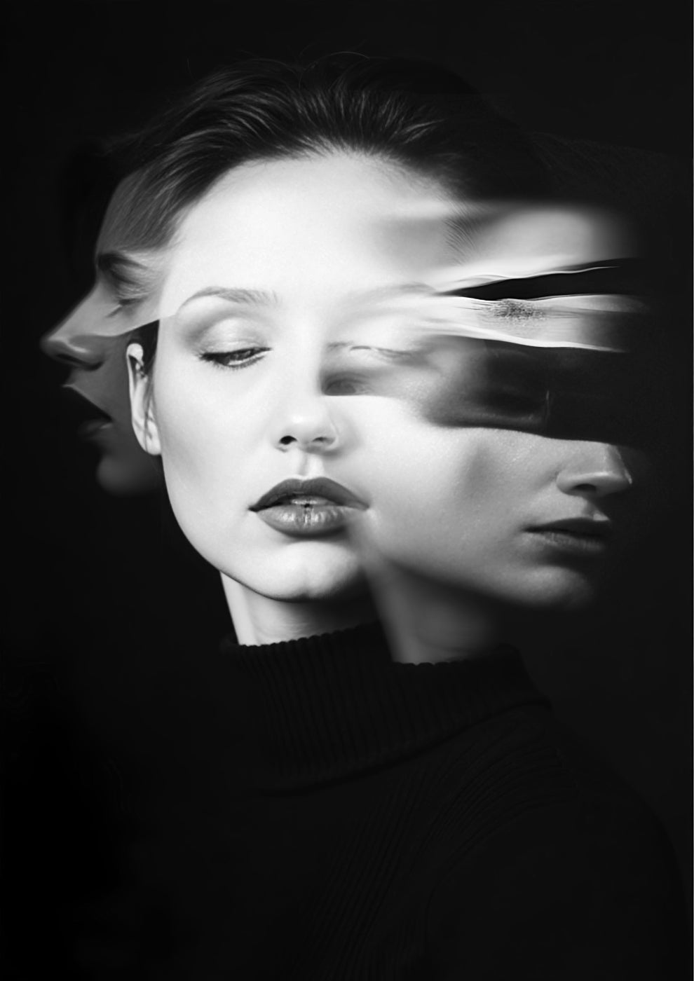 Abstract Black and White Portrait with Motion Effect - heyvidashop