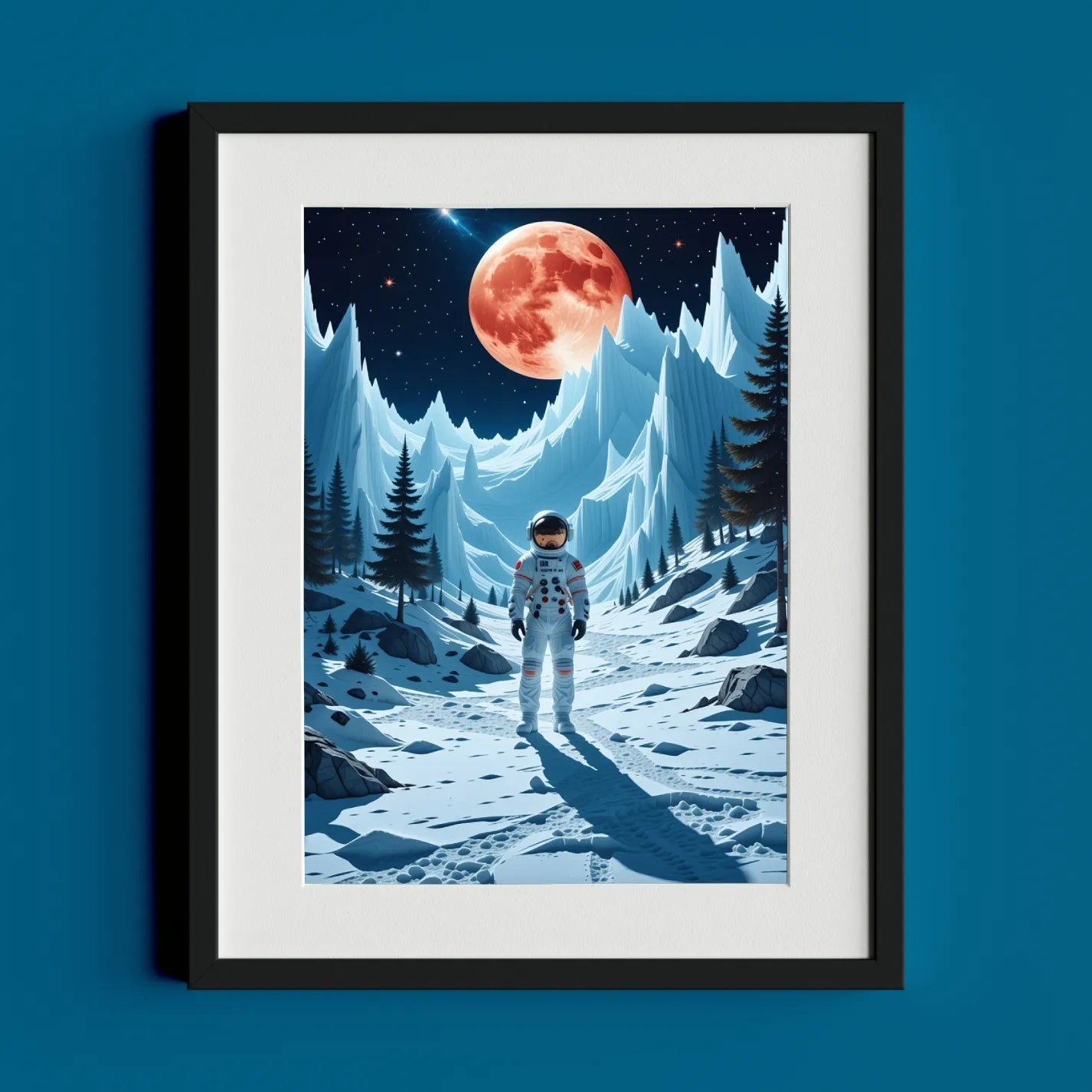 Astronaut and Red Moon - heyvidashop