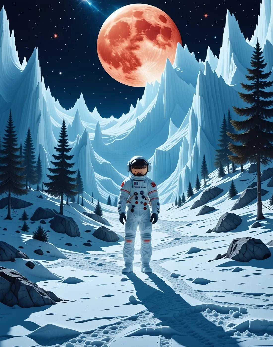 Astronaut and Red Moon - heyvidashop