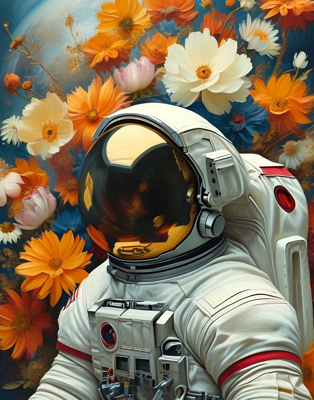 Astronaut with Blooming Flowers - heyvidashop