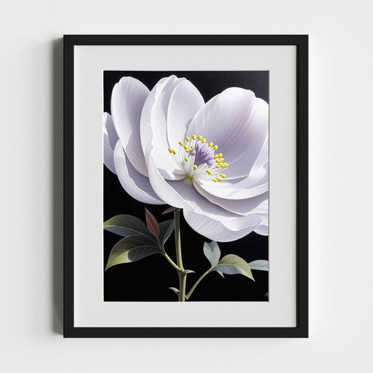 Delicate White Flower on Black - heyvidashop