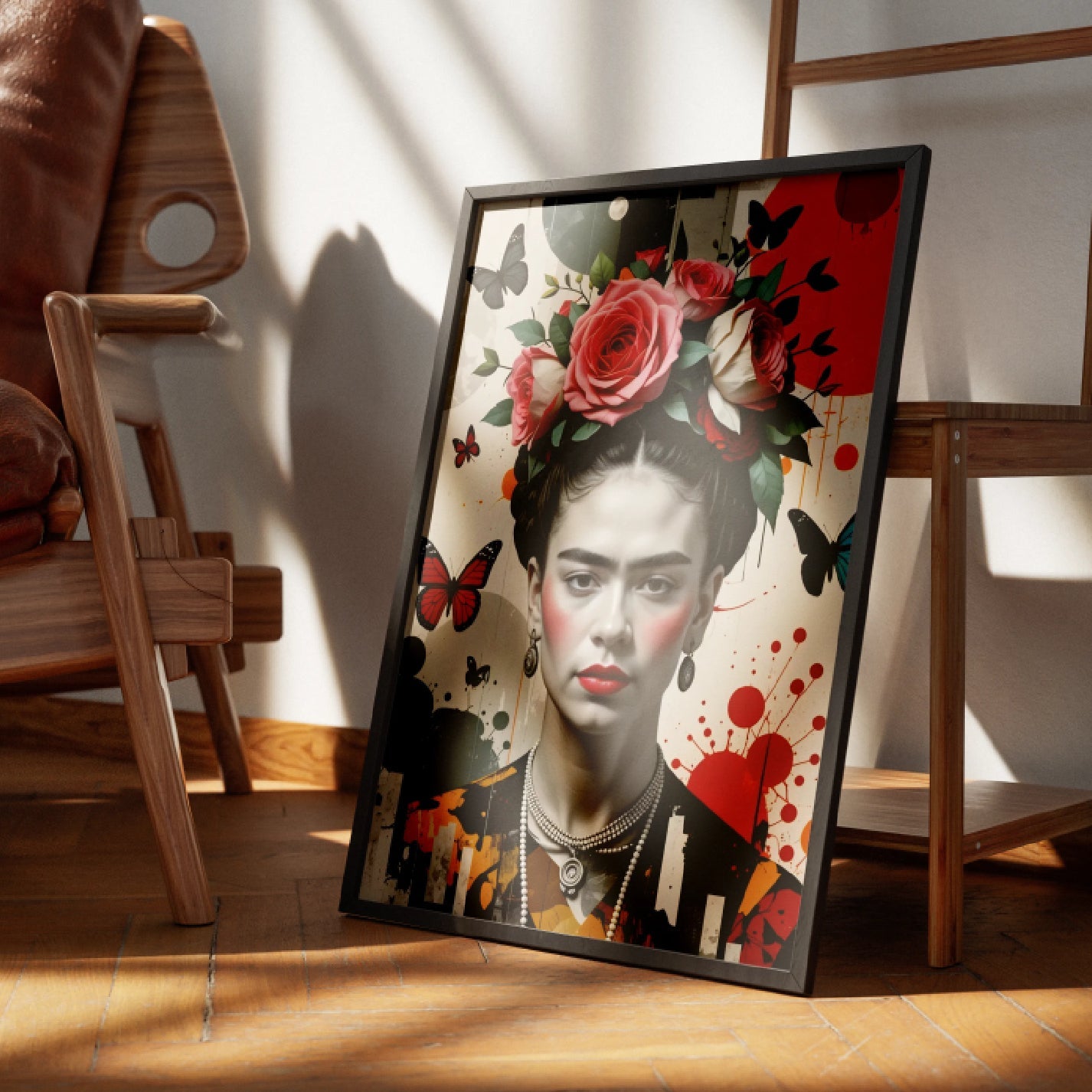 Frida Kahlo with Roses and Butterflies - heyvidashop