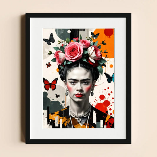 Frida Kahlo with Roses and Butterflies - heyvidashop