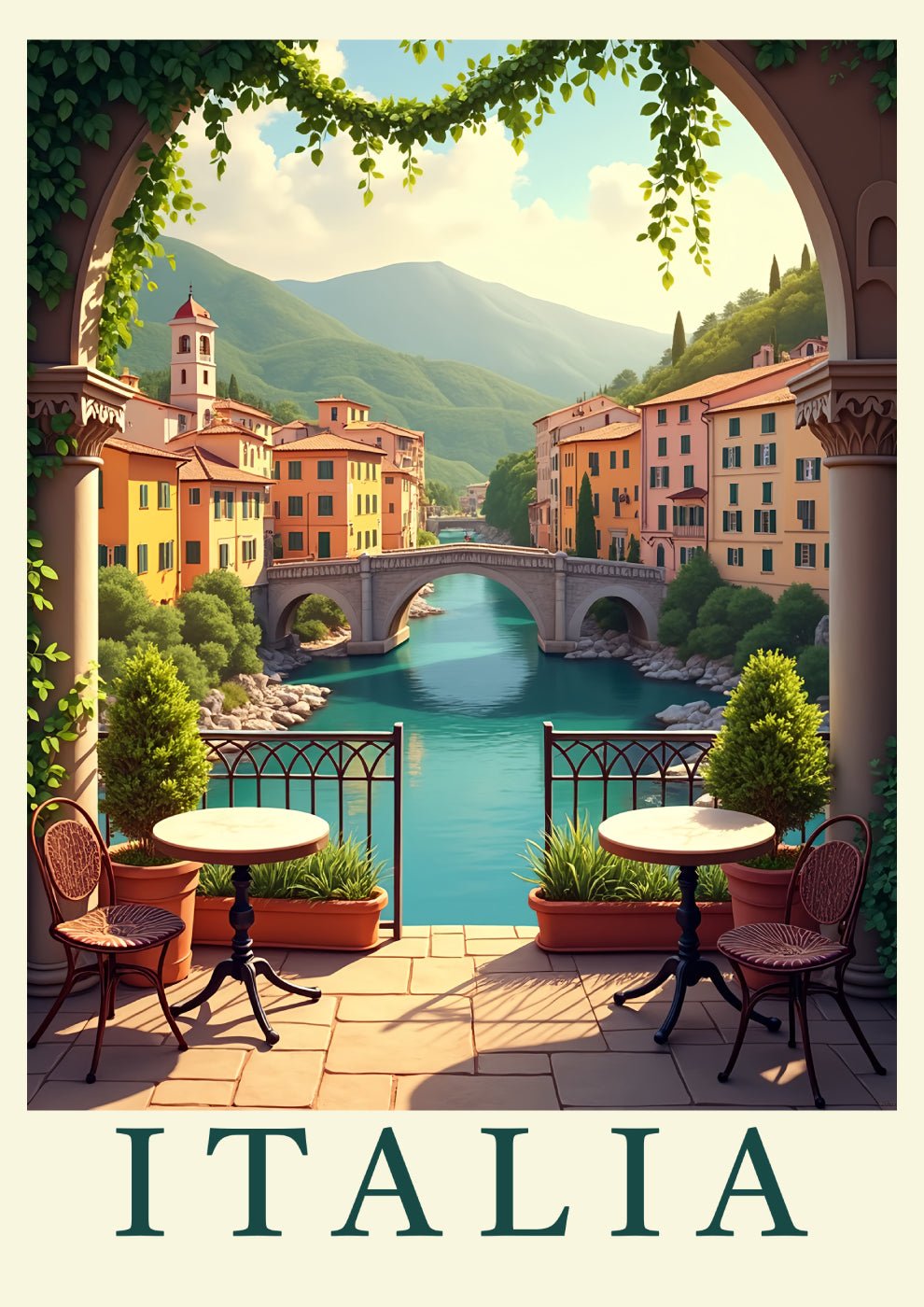 Italian Village with Riverside Cafe and Mountain Views - heyvidashop