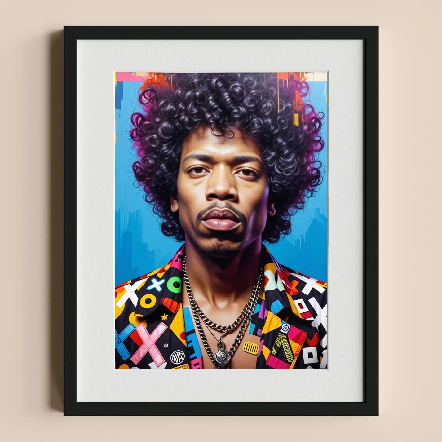 Jimi Hendrix Colorful Collage Portrait - heyvidashop