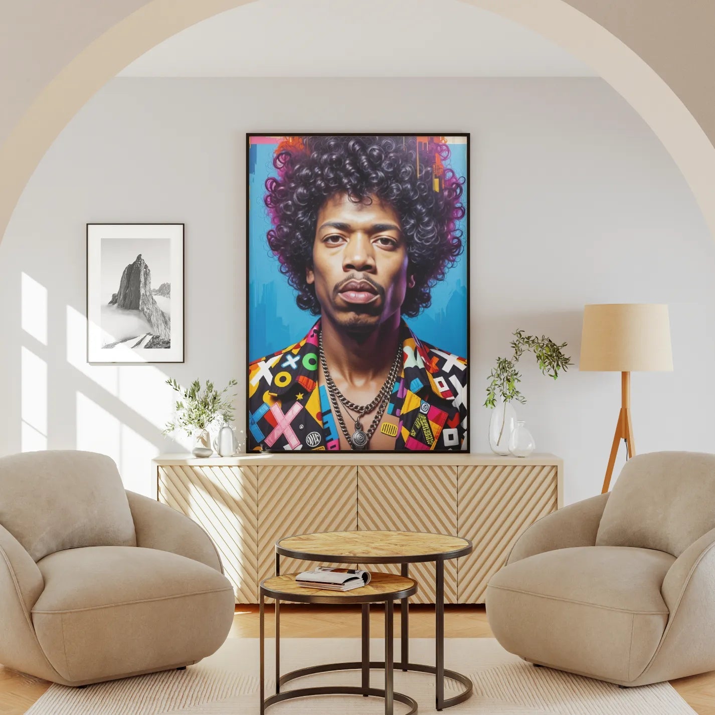 Jimi Hendrix Colorful Collage Portrait - heyvidashop