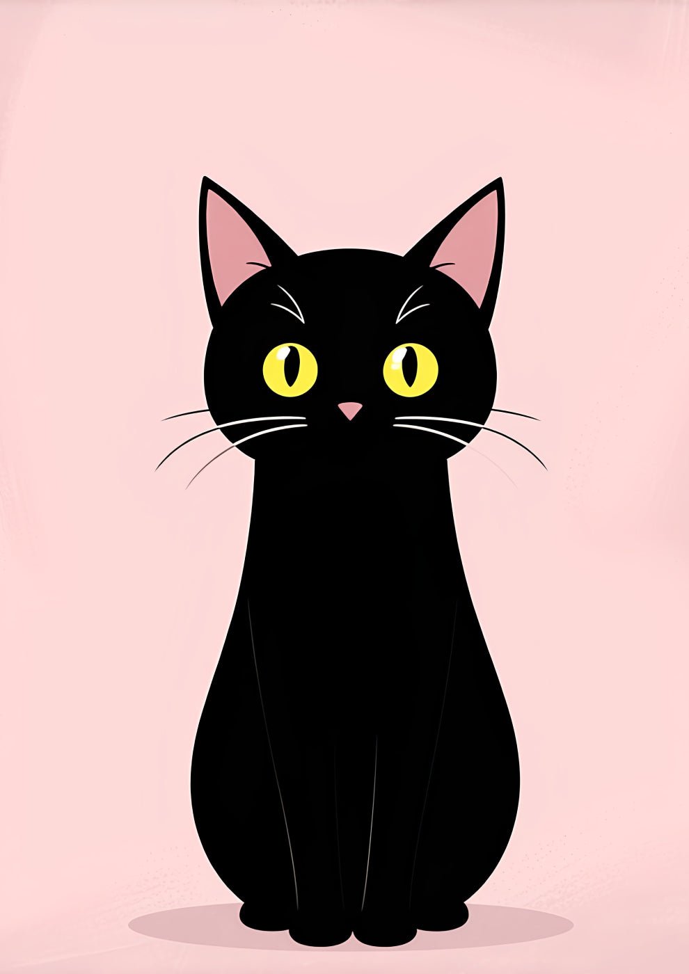 Minimalist Black Cat Illustration - heyvidashop