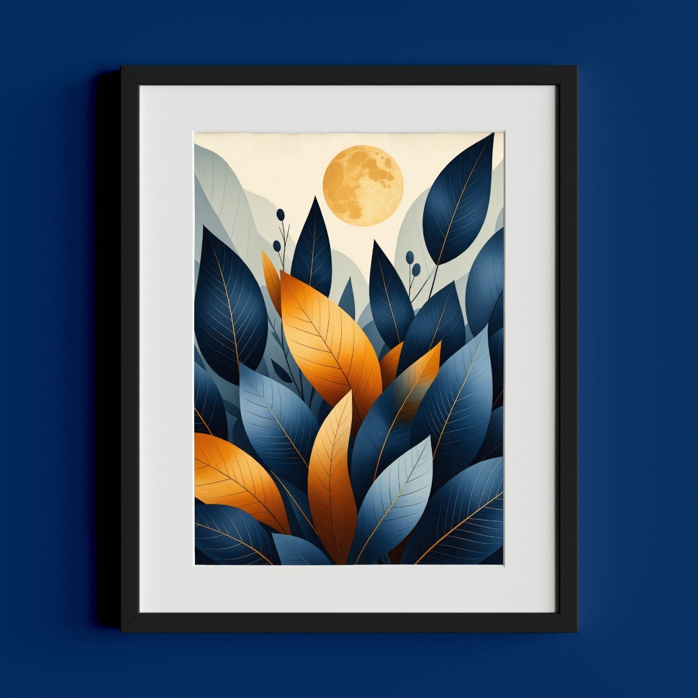 🍃 Moonlit Botanical Harmony – Elegant Nature - Inspired Art Print 🌙 - heyvidashop