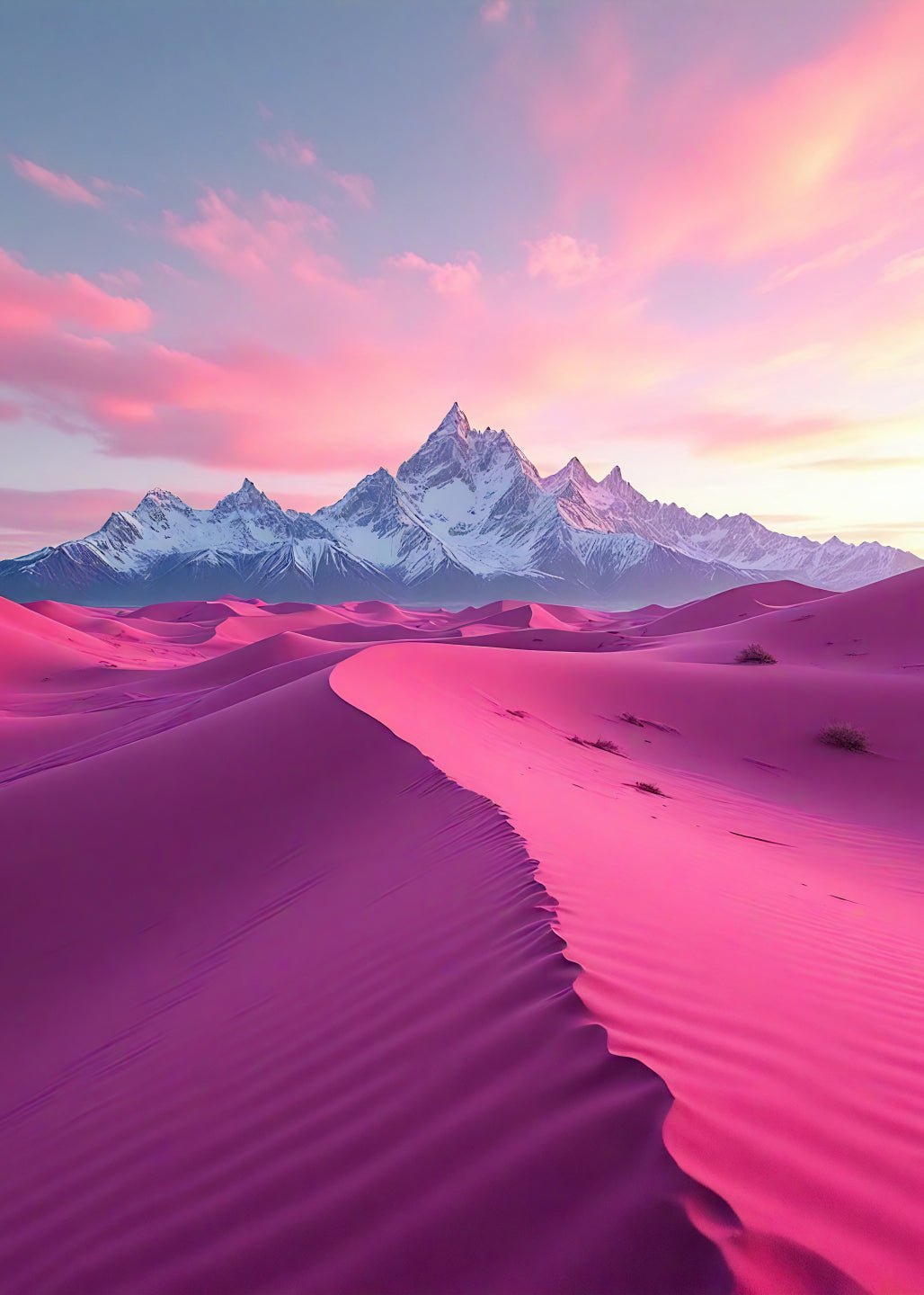 Pink Desert Landscape with Mountains - heyvidashop