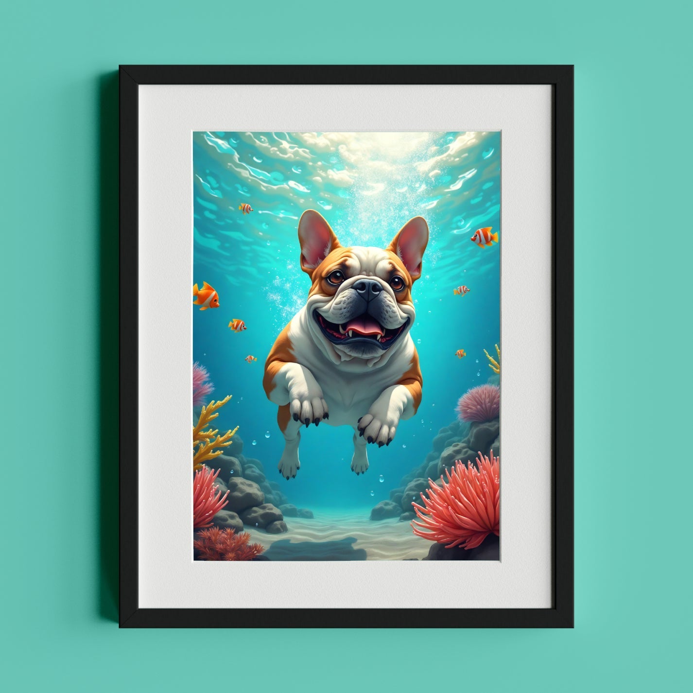 Playful Bulldog Underwater Adventure - heyvidashop