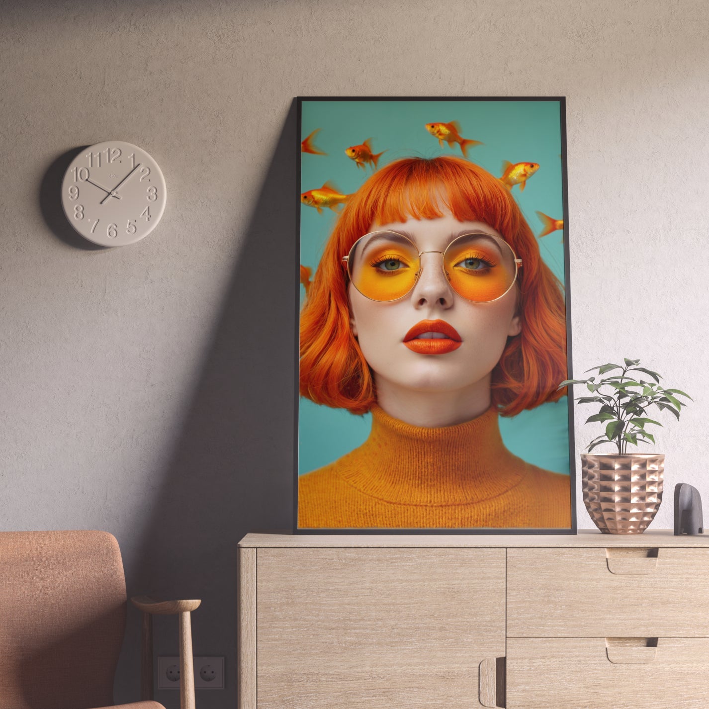 Portrait of a Woman with Goldfish - heyvidashop