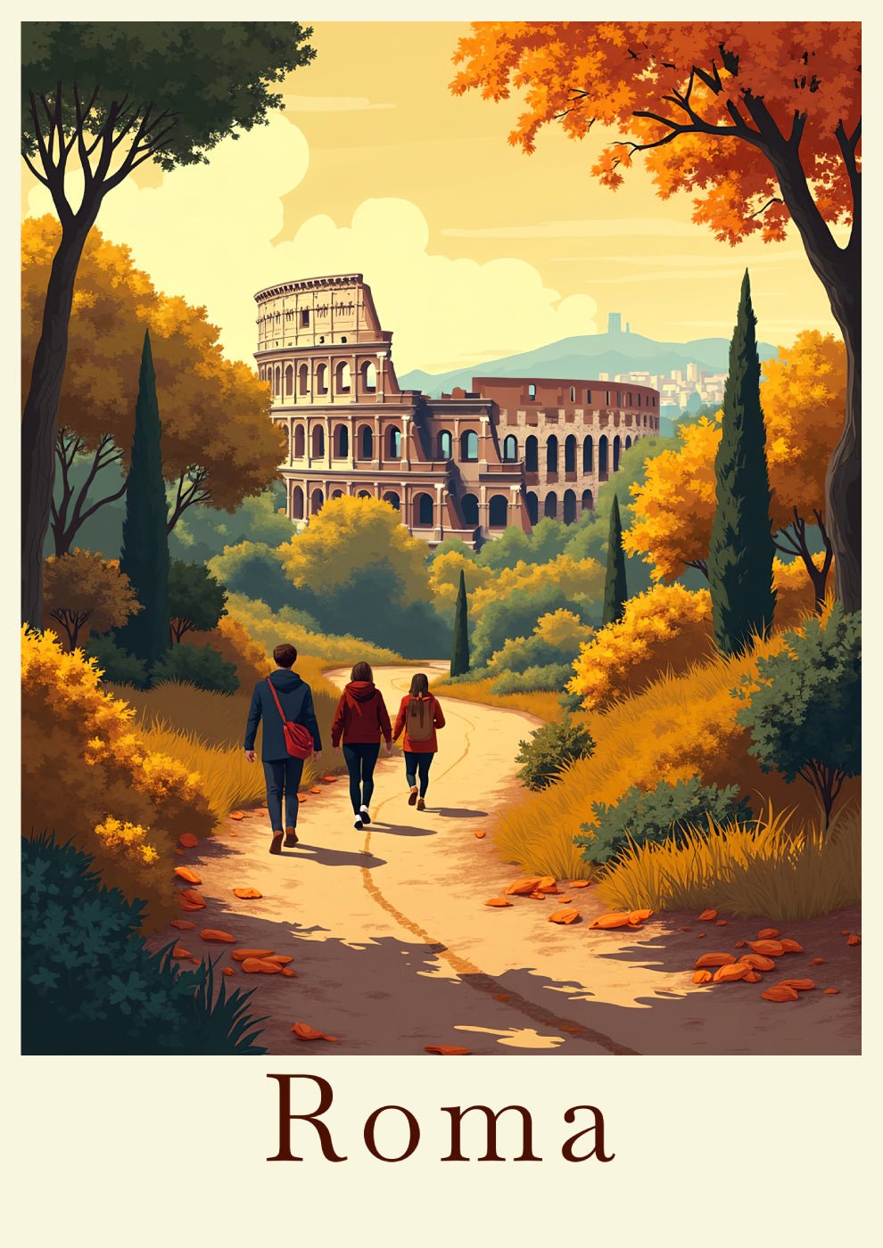 Serene Roman Pathway Leading to the Colosseum Surrounded by Nature - heyvidashop