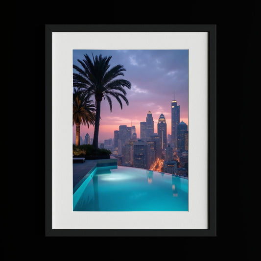 Sunset Cityscape – Infinity Pool with Urban Charm - heyvidashop