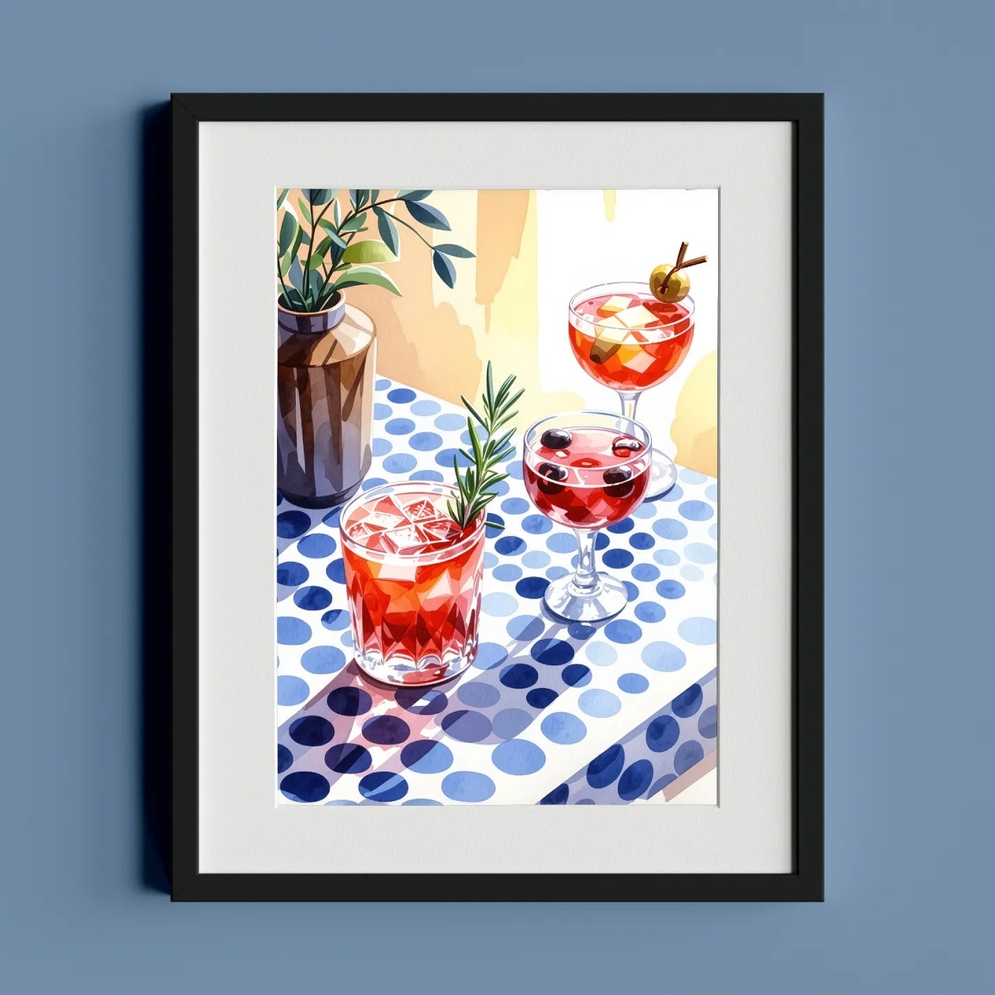 Three Cocktails on Geometric Table - heyvidashop