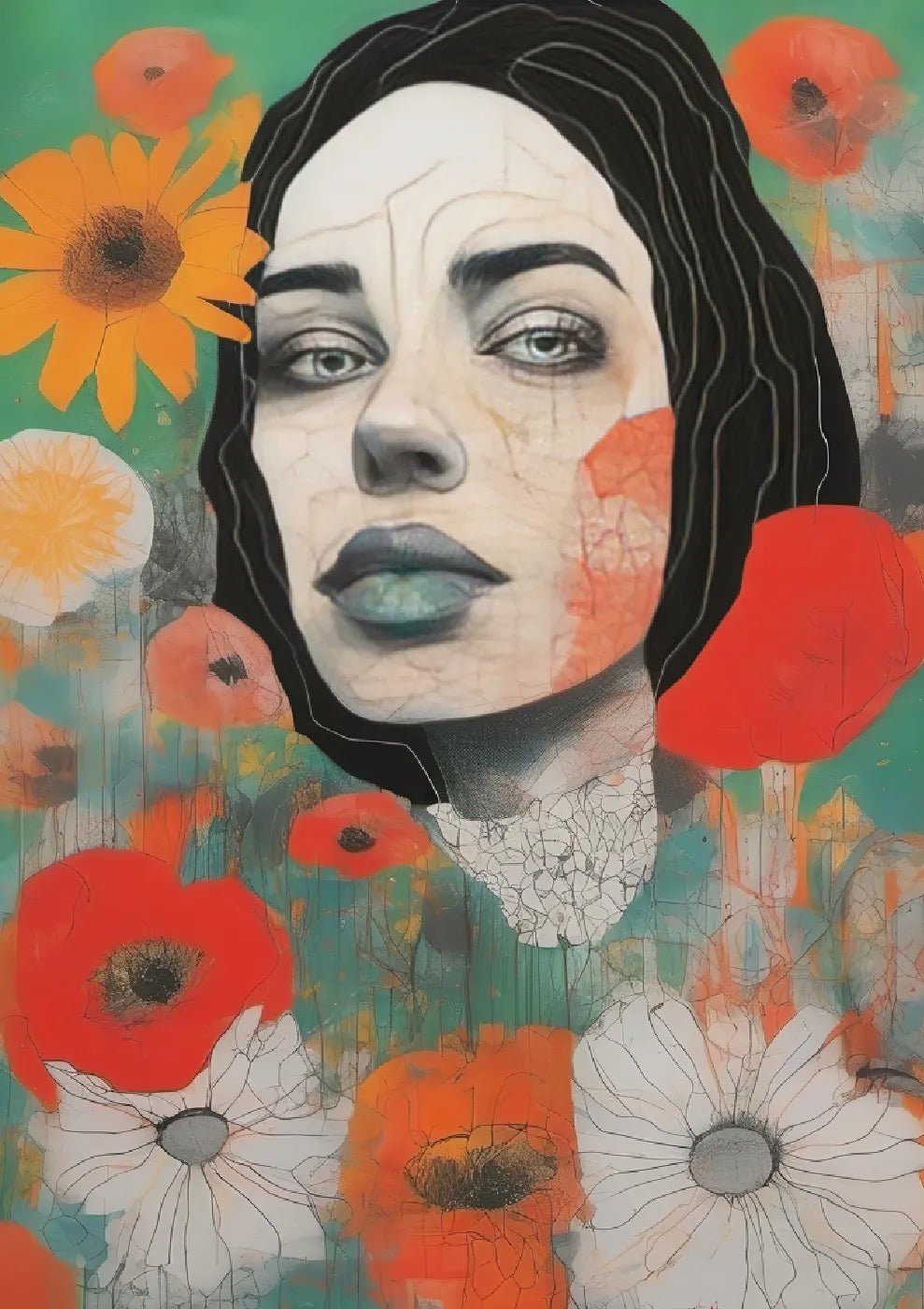 Woman and Flowers - heyvidashop